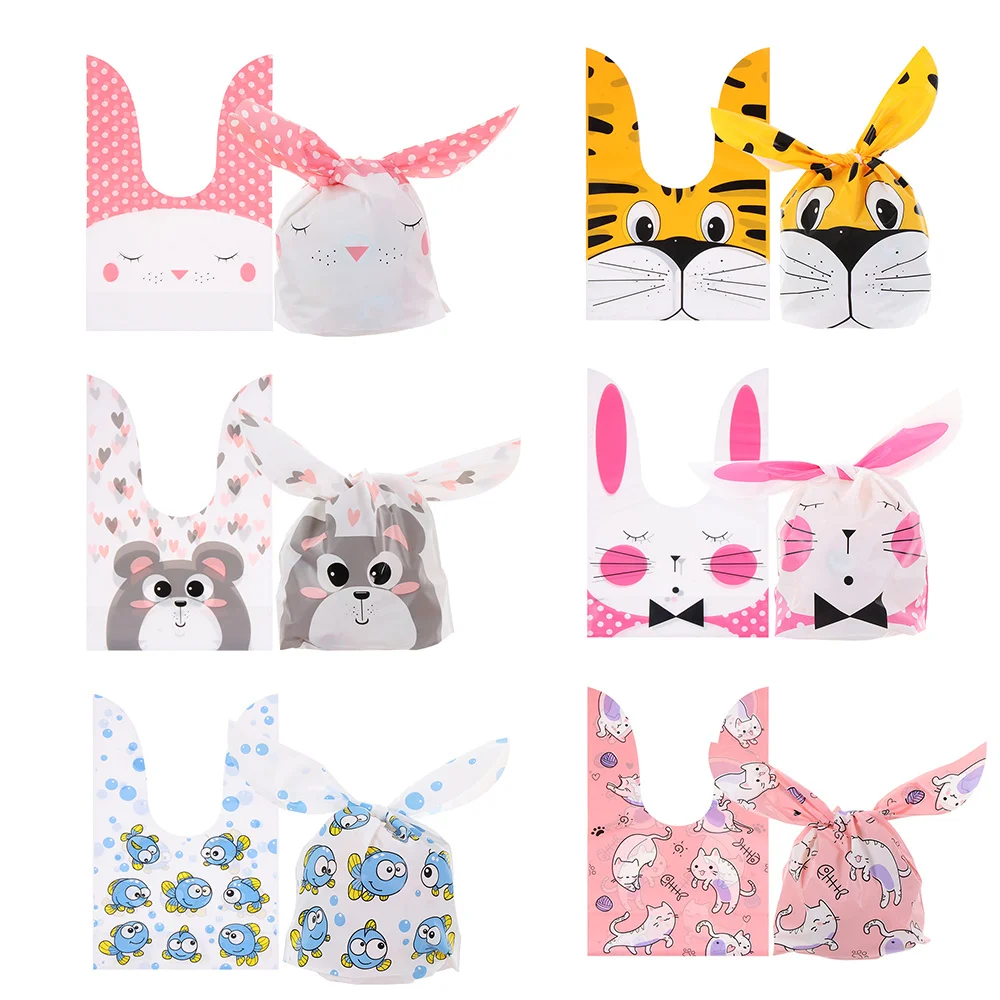 

10pcs Easter Bunny Ear Cookie Bags Package Pocket Event Party Supplies Snack Decor Easter Rabbit Candy Biscuit Crafts Gifts Bag