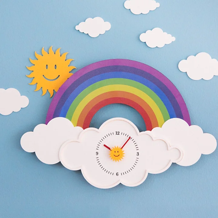 

Cute Rainbow Silent Wall Clock Modern Design Children Living Room Wall Clocks Cartoon Kitchen Decor Orologio Parete Home Decor