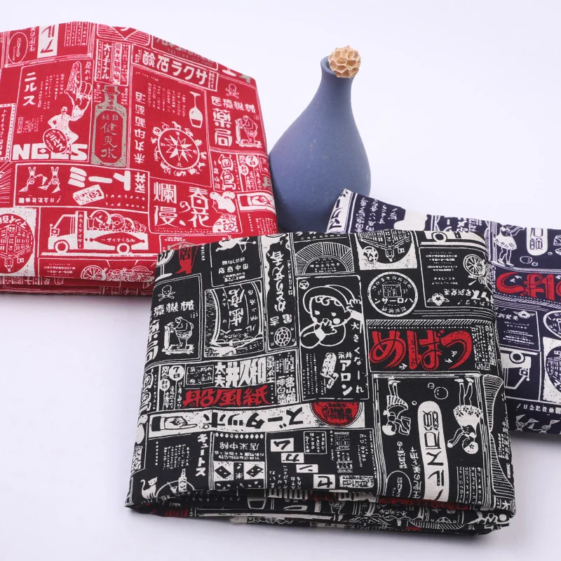 

Cotton Fabric for Dress Cartoons Japanese Newspaper Printing Pattern Sewing DIY Handmade Patchwork Cloth Soft Comfortable