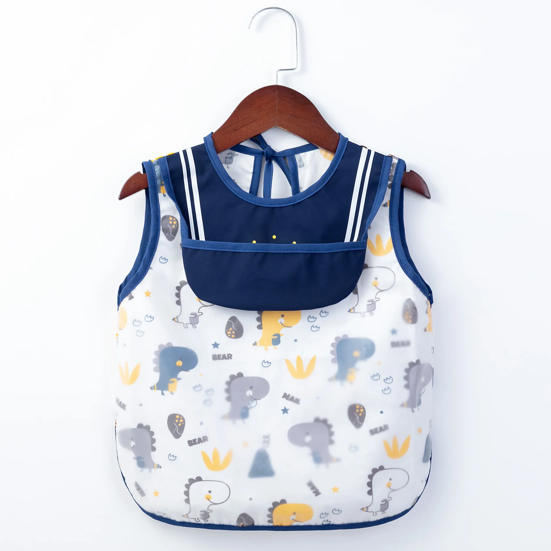 Warmom-ropa de comedor sin mangas para beb&eacute;, babero impermeable de tafet&aacute;n de poli&eacute;ster, sin mangas-1