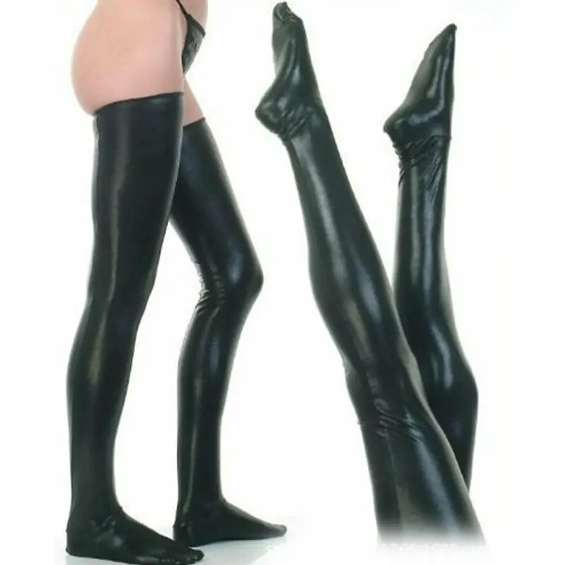 Сексуальные женские гольфы из искусственной кожи высокие ботинки черные красные