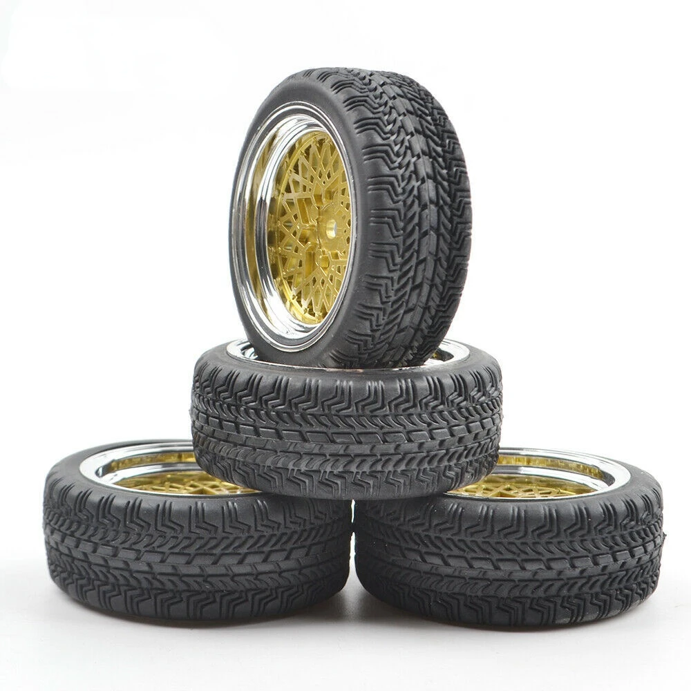 

4pcs Rubber Tires w/Wheel Rim 12mm Hex for 1/10 On Road Racing Car HSP HPI REDCAT TRAXXAS Tamiya TT-01 TT-02 MF-01X TA05