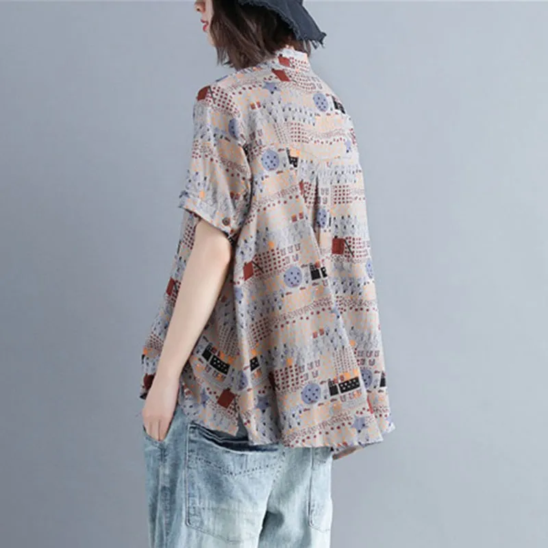 Женские рубашки из хлопка и льна повседневные свободные топы в винтажном стиле с