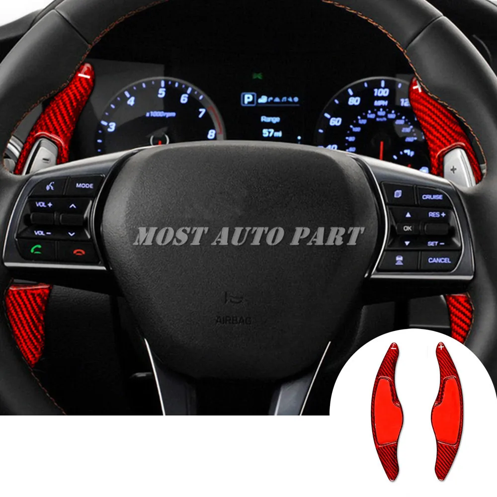 

Лопасть из настоящего углеродного волокна переключатель рулевого колеса удлинитель для Hyundai Sonata Tucson 2015-2019 красный/черный