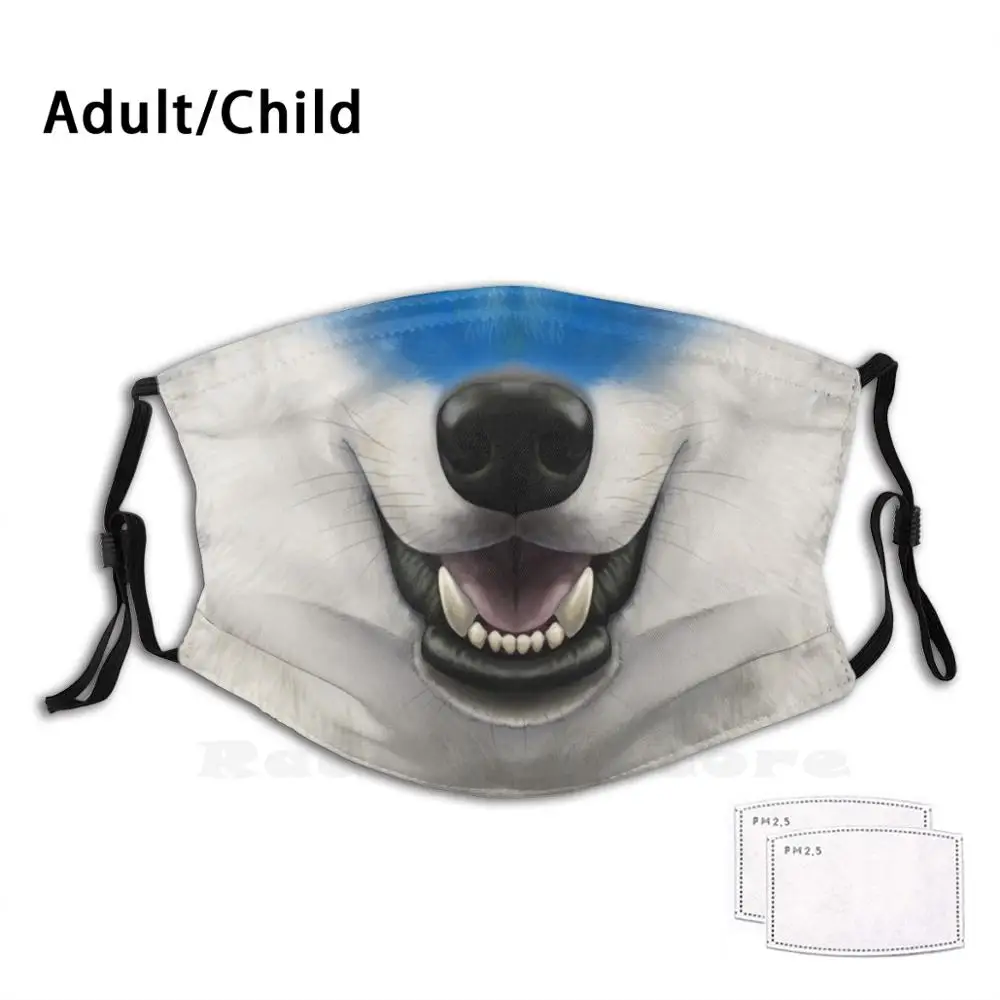 

Blue Wolf Face Funny Print Reusable Pm2.2877 Filter Face Mask Gray Wolf Timber Wolf Timber Blue Ice Canine Canid Lupine Lupus