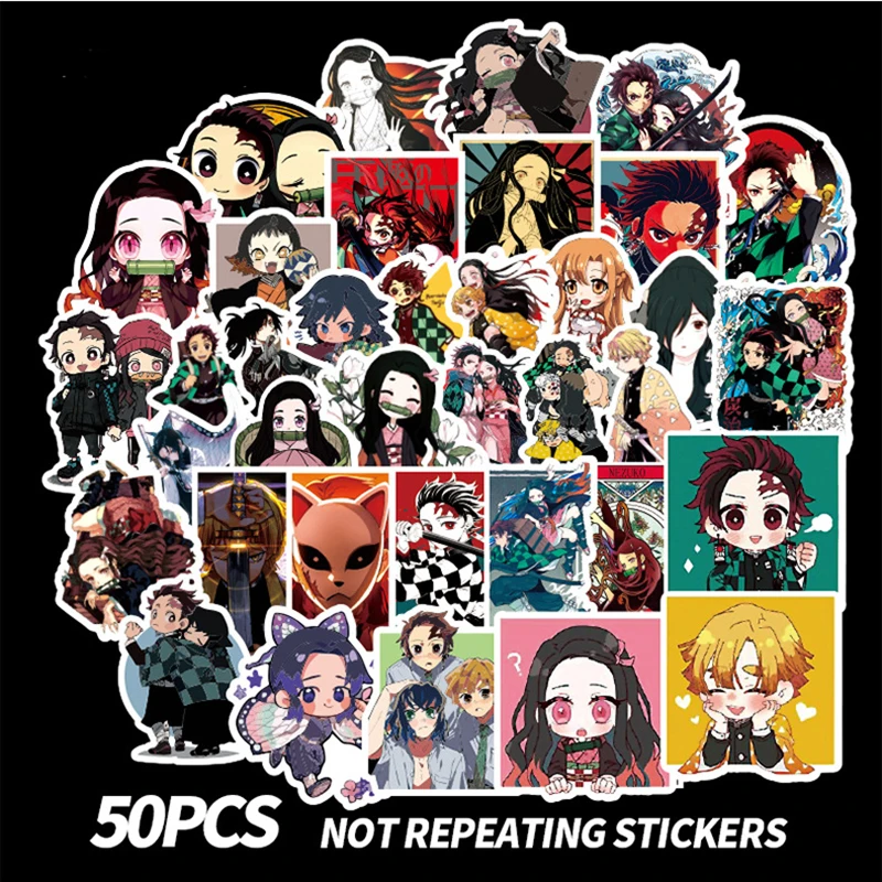 50 шт./компл. Demon Slayer Kimetsu No Yaiba стикер реквизит для косплея ПВХ водонепроницаемый DIY