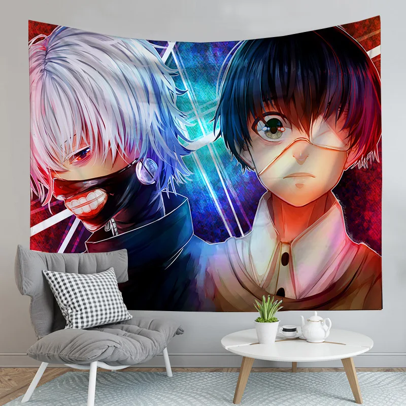 

New 3D Printing Anime Tokyo Ghoul Painting Tapestry Tapestrying Rectangular Boys Home Decor Wall Hanging Tapestry Wall Aesthetic