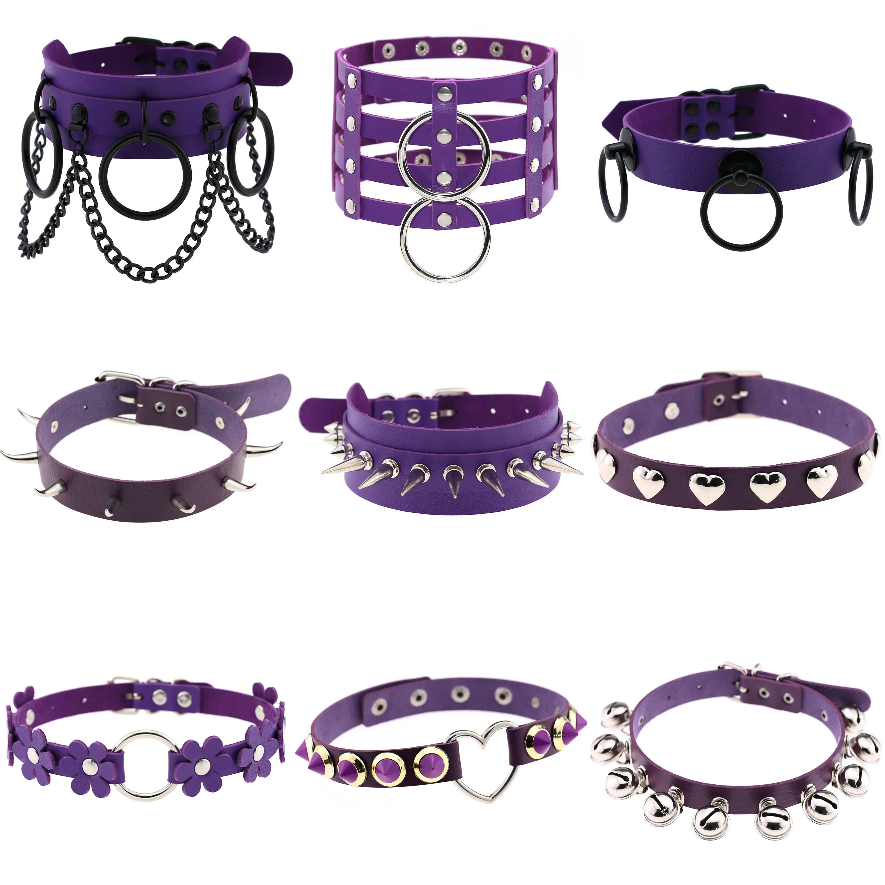 Ожерелье-чокер из искусственной кожи с заклепками в форме сердца цветка 2021 |