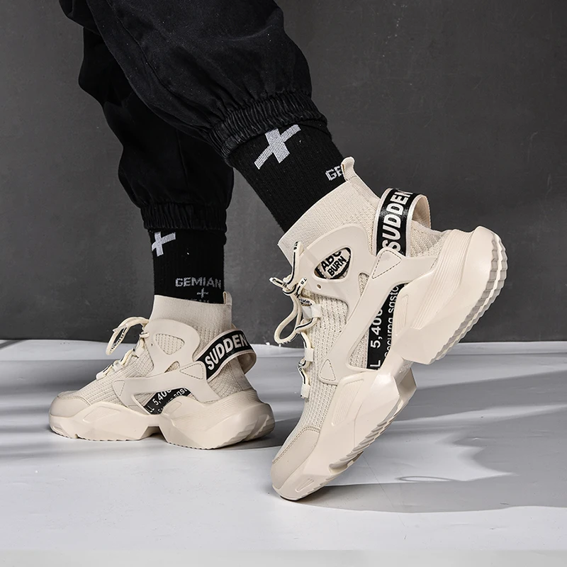 

Fashion Men Shoes Sneakers Flying Woven Sock Shoes Men High Top Chunky Sneakers Lightweight Men Casual Shoes Zapatos Hombre