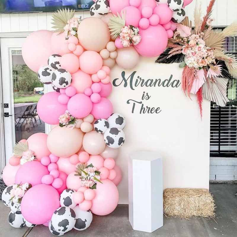

167pcs Pink Balloon Garland Kit Baby Pink Cow Printed Balloons Baby Shower Birthday Party Decoration Latex Globos