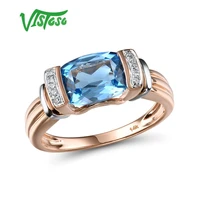 vistoso gold rings for women genuine 14k 585 two tone gold rings sparkling diamond blue topaz wedding anniversary fine jewelry