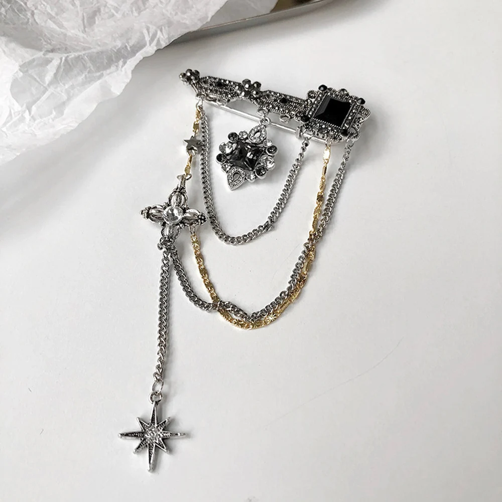 

Star Tassel Pendant Brooch For Men Women Vintage Baroque Brooches Decoration Chest Chain Brooch Pin Trendy Accessories
