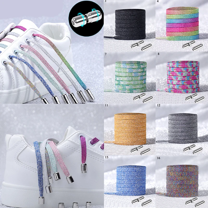 

1 Pair Shoes Rope Shoelaces Flats No Tie Shoelace Quick Sneakers Locking Shoe laces Kids Adult Women Men Shoes lace Strings