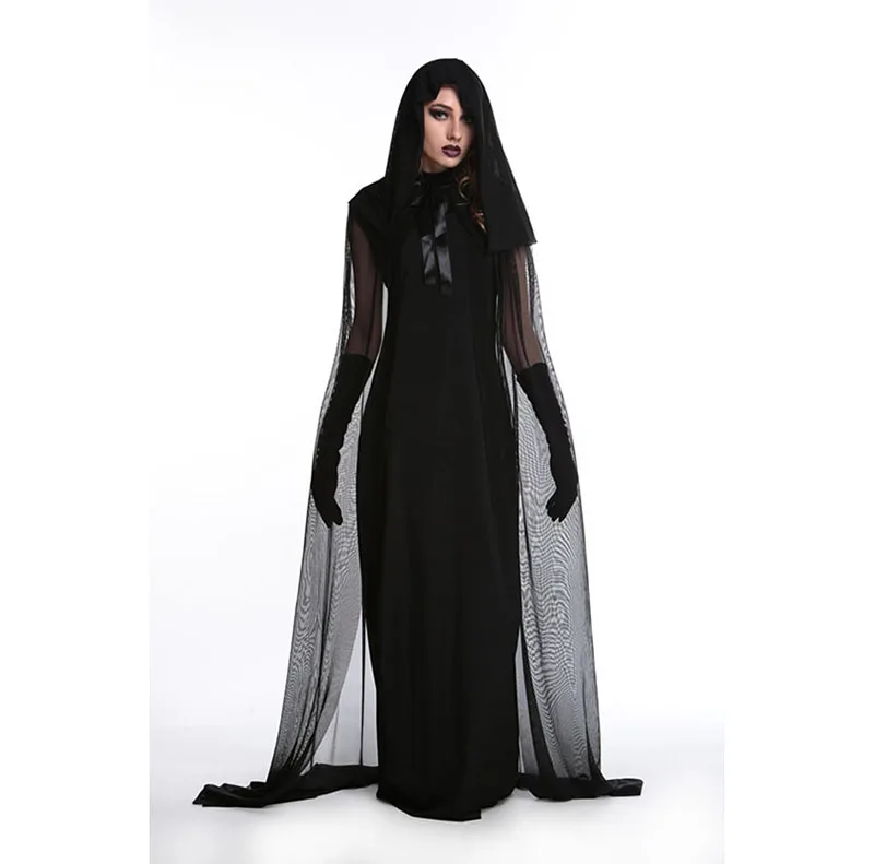 Хэллоуин платье для женщин вампир зомби толстовки кружева ужас Vestido Необычные страшные невесты черное платье маскарадный костюм ведьмы - Цвет: Halloween dress