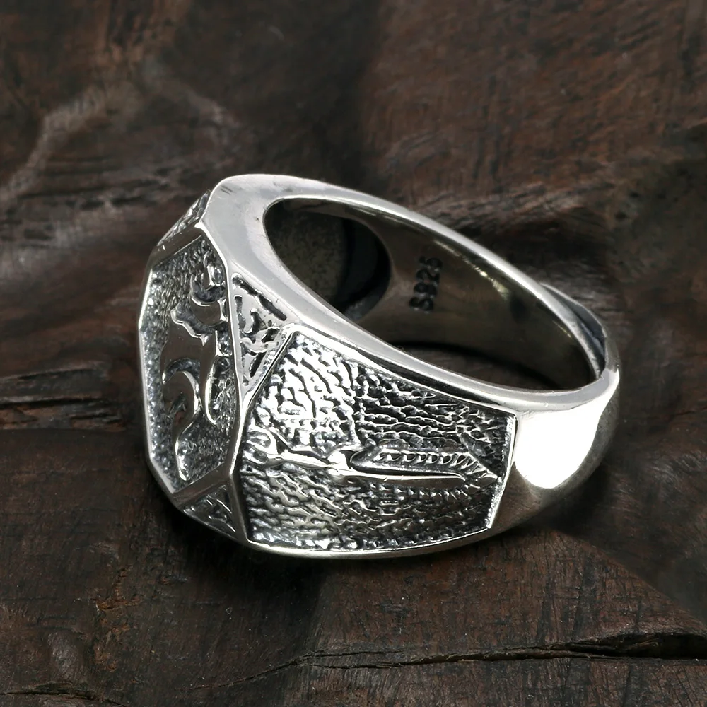 Тяжелые твердые 925 пробы серебряные мужские кольца перстни мантра Ом Мани Падме