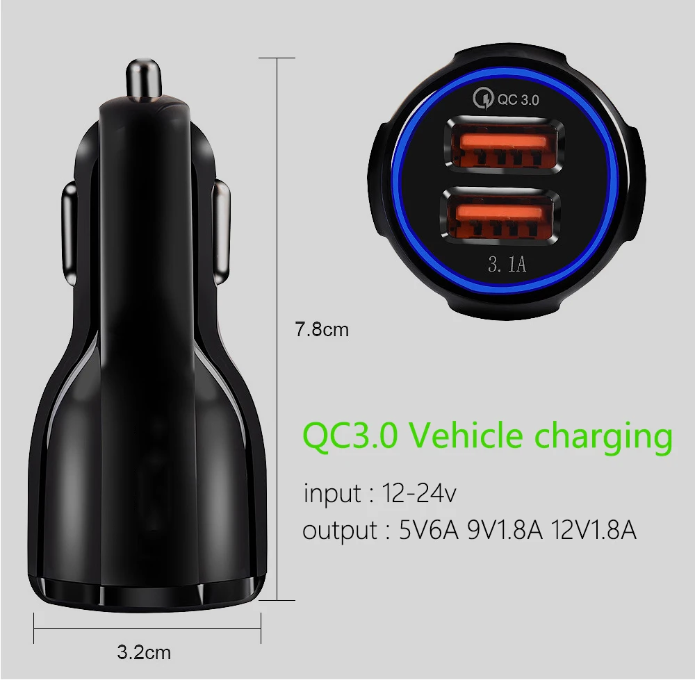 FBYEG QC02 автомобильное зарядное устройство Usb быстрая зарядка 2,0 3,0 зарядное устройство для мобильного телефона 2 usb порта быстрое автомобильное зарядное устройство для iphone samsung планшет