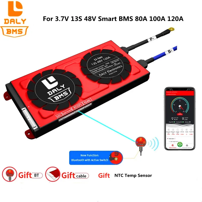13S BMS 48V Lithium Battery 80A 100A 120A NTC Balance Bluetooth LCD Choose RS485 UART CAN 3.7V Lion Protection |
