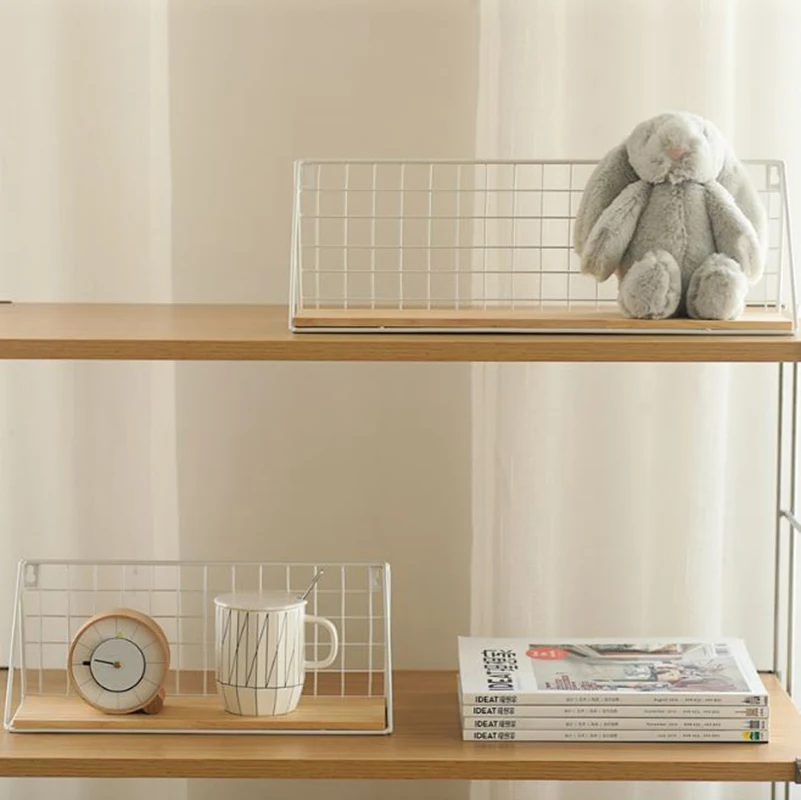 Деревянная и железная настенная полка-органайзер кухонные принадлежности