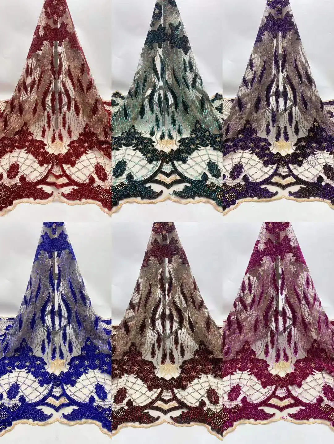 Бархатная нигерийская кружевная вышивка красный цвет Африканский французский