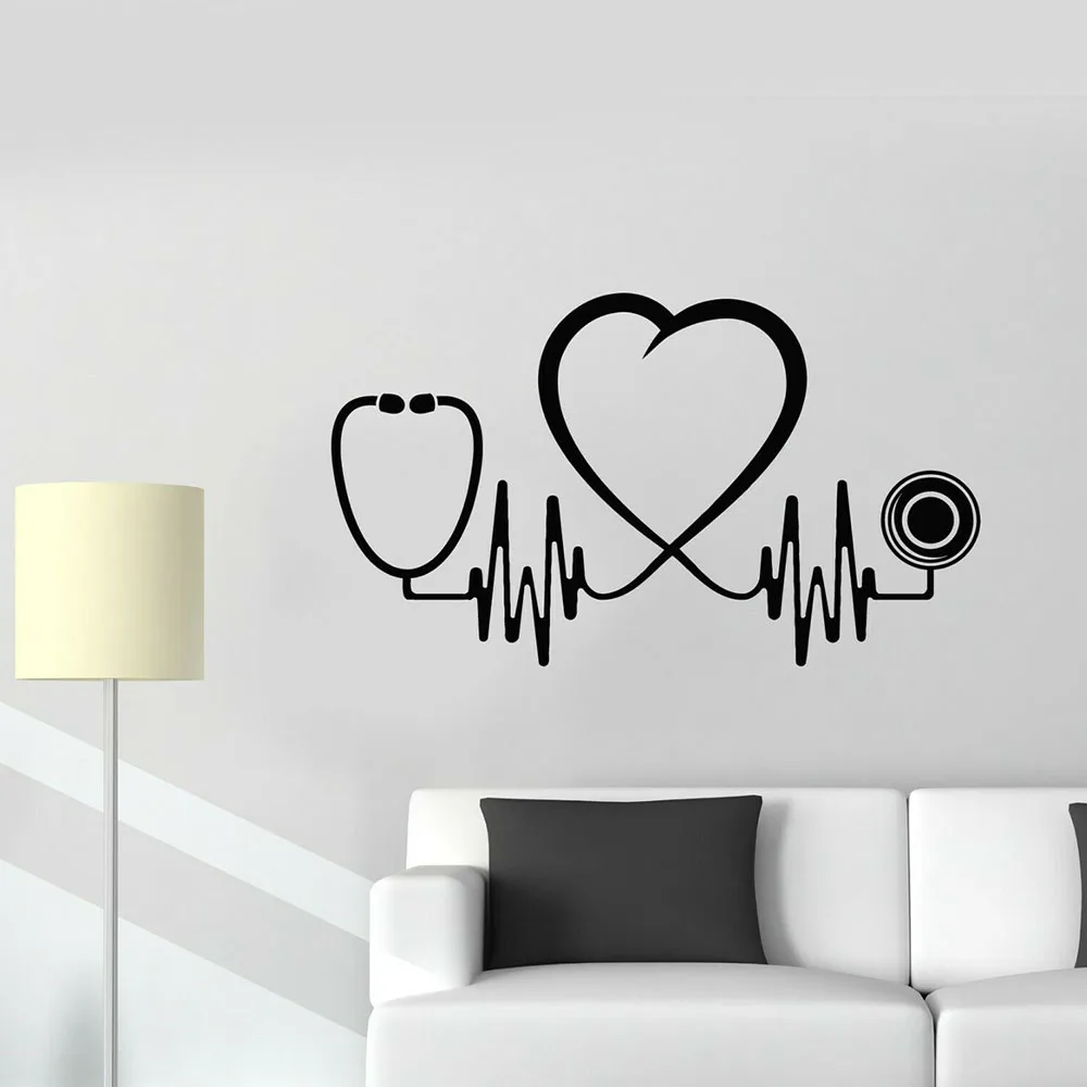 

Healthcare Wall Decal Heartbeat Door Window Vinyl Wall Decor Health Care Heartbeat Clinic Office Cardiogram Sticker G4916