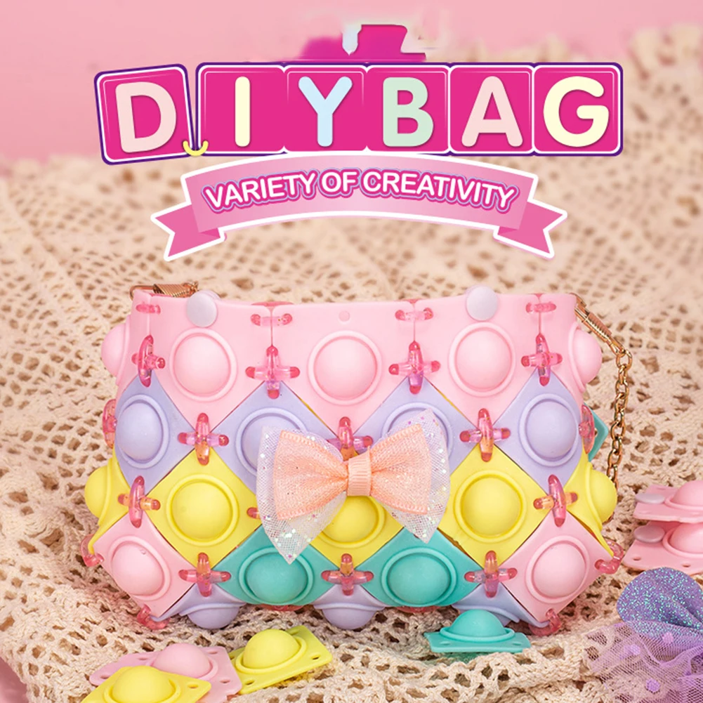 

DIY Assemble Push Bubble Fidget Toys Purse Bag Antistress Finger Press Coin Bag Kids Adult Storage Handbags Children Sensory Toy