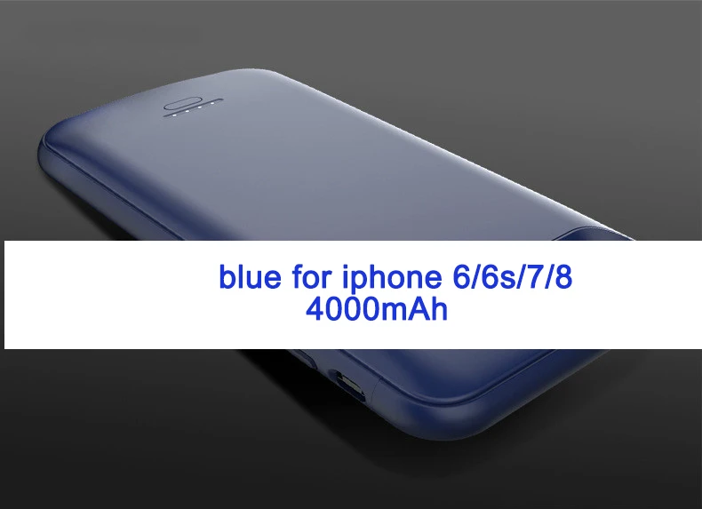 blue 4000 I 6 7 8 Аккумулятор Чехол для Iphone 6 6s 7 8 4000/5500mah зарядное устройство для Iphone 6 6s 7 8 Plus тонкий внешний пакет резервного копирования Чехол - Цвет: blue 4000 I 6 7 8