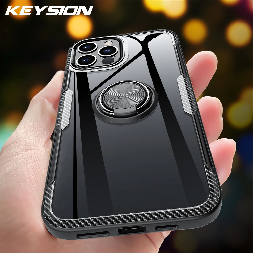 

KEYSION Clear Shockproof Case For iPhone 14 Pro Max 14 Plus 13 12 11 XS XR Transparent Ring Phone Cover for iPhone SE 2022 8 7 6