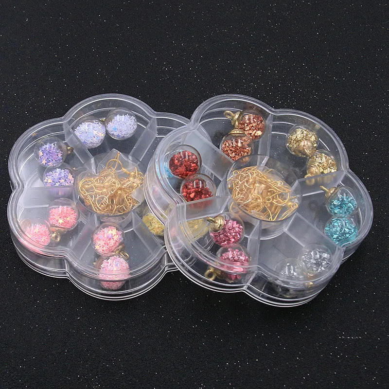 

1Box Random 6Pair/Lot 6 Styles Charm Resin 3D Star Ore Figurine Pendant With Flower Receive Box Material For DIY Jewelry Making