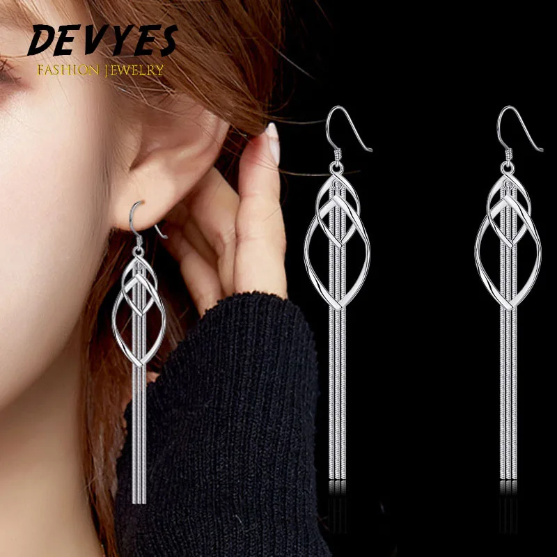 

New Face-lift Double Twisted Tassel Long Earrings Rose Gold Korean Wavy Earline Reverse Three-line Earrings