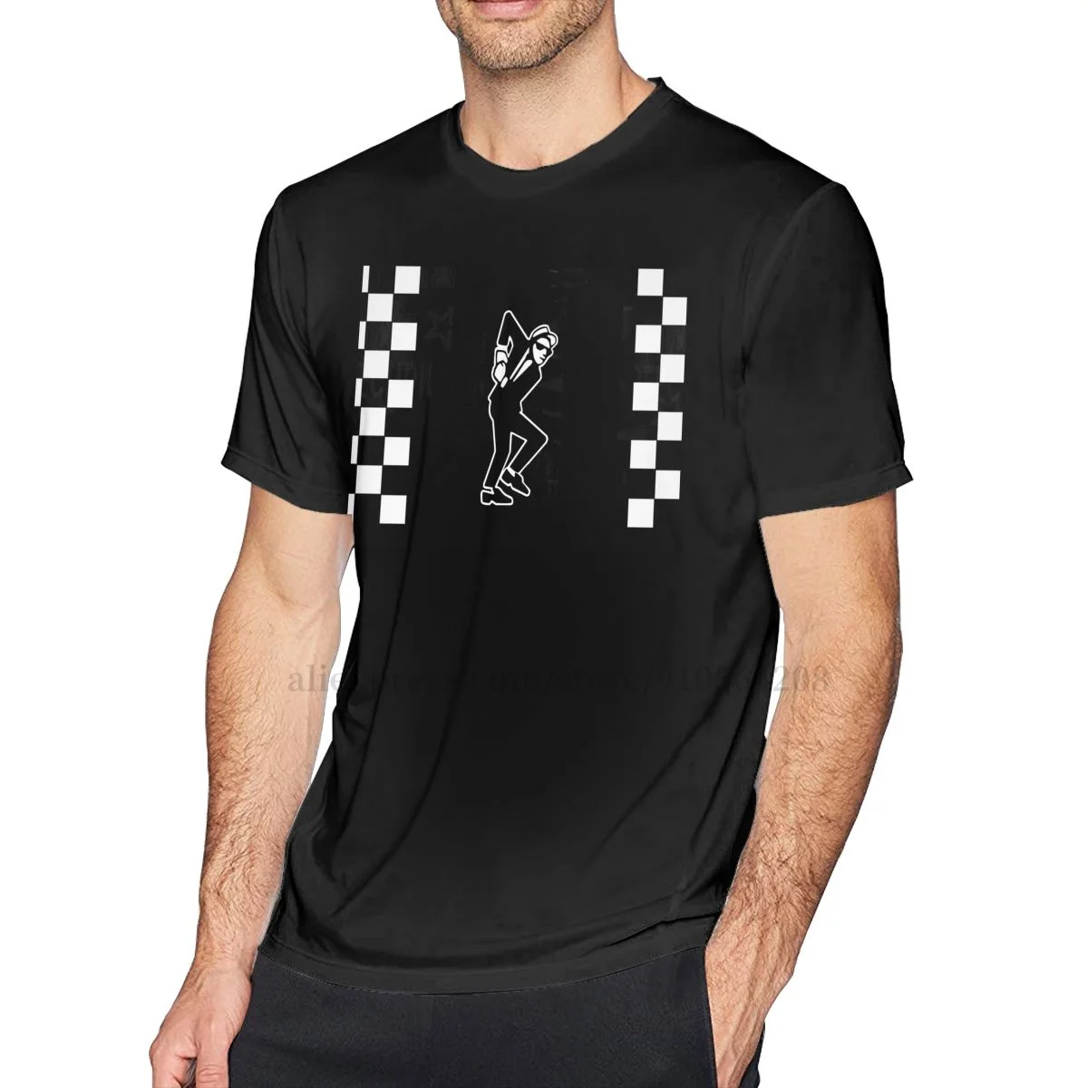 

ZISA Rude Boy Ska Checkered T-Shirt For Men Short Sleeve T Shirts Mens Round Neck Men'S T Shirt