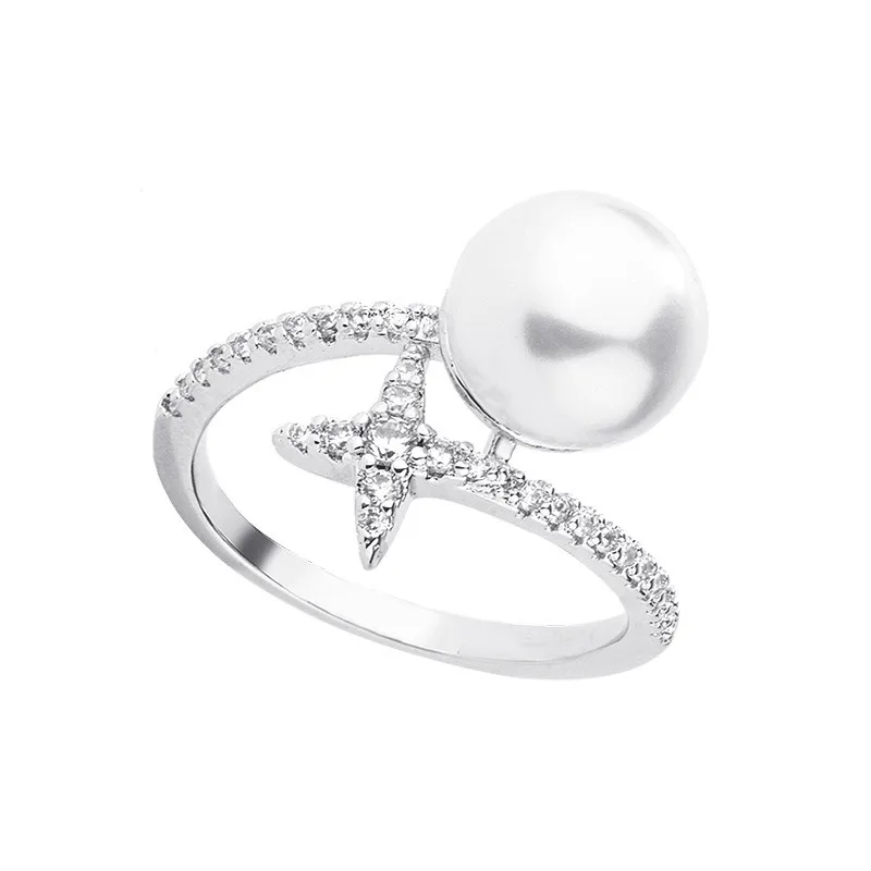 

The New 925 Sterling Silver Pearls Ring Exquisite Original 1:1 Tail Ring Inlaid Valentine's Luxury Brand Monaco Jewelr