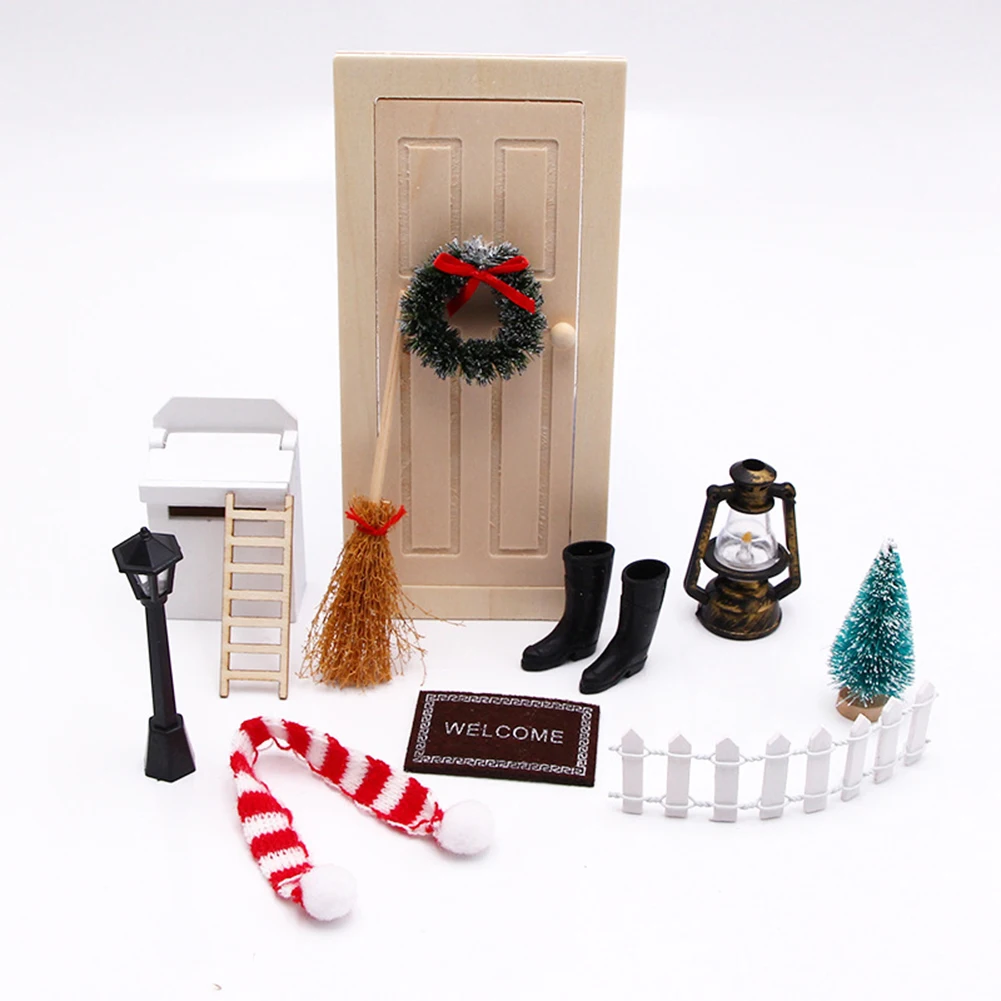 

Набор для рождественского кукольного домика миниатюрные миниатюры набор для рождественской елки венок гирлянда украшения для дома Нового...