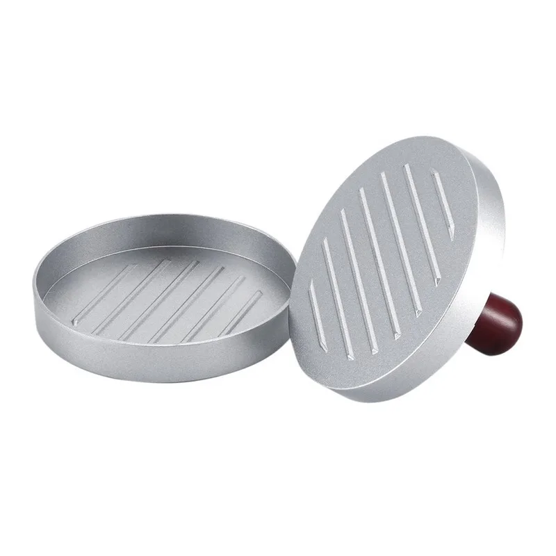 

Round Shape Hamburger Press Aluminum Alloy + ABS DIY Manual Hamburger Presses Maker Press Cutlets Mold Kitchen Food Mold