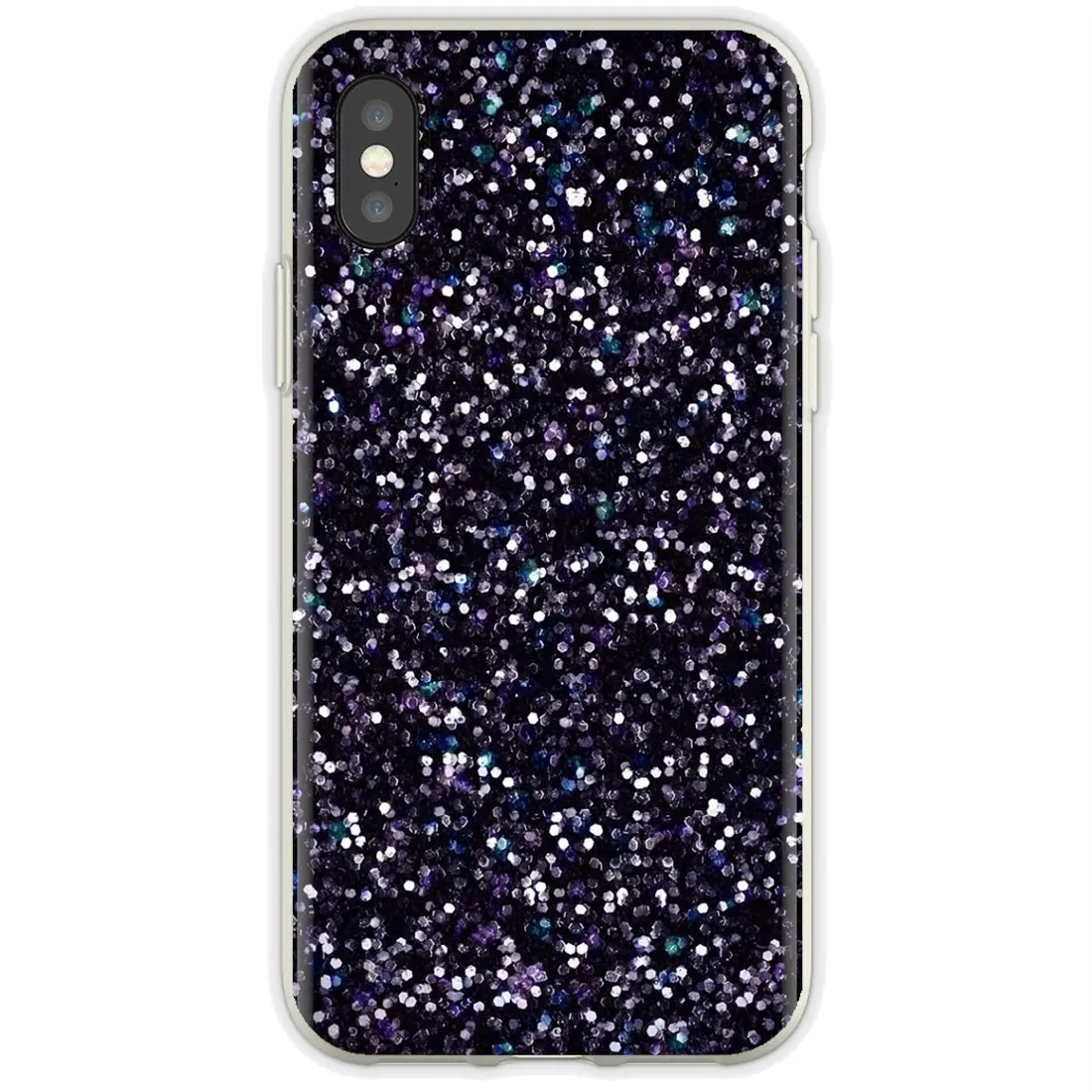Силиконовый чехол для телефона с Черными Блестками Huawei Honor Y5 2018 2019 8S 9X Pro 20 10 10i