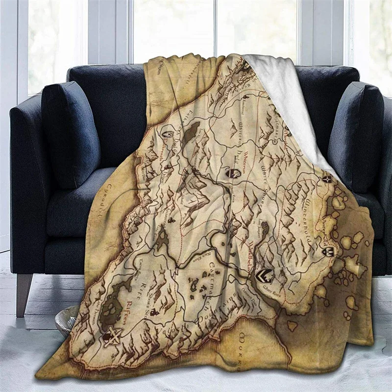 

Tamriel Map Navajo Cubre Camara Green Throw Blanket 3D Print On Demand Sherpa Super Comfortable For Sofa Thin Quilt