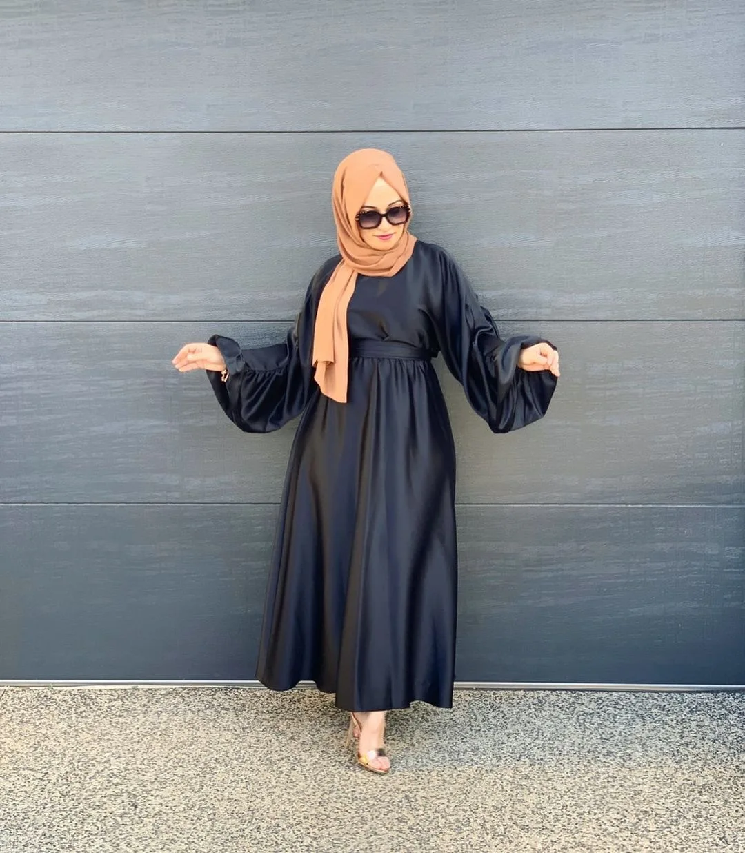 

2020 Kaftan Dubai Abaya Turkey Robe Satin Femme Muslim Dress African Dresses Women Islam Clothing Vestido Mujer Lantern sleeve