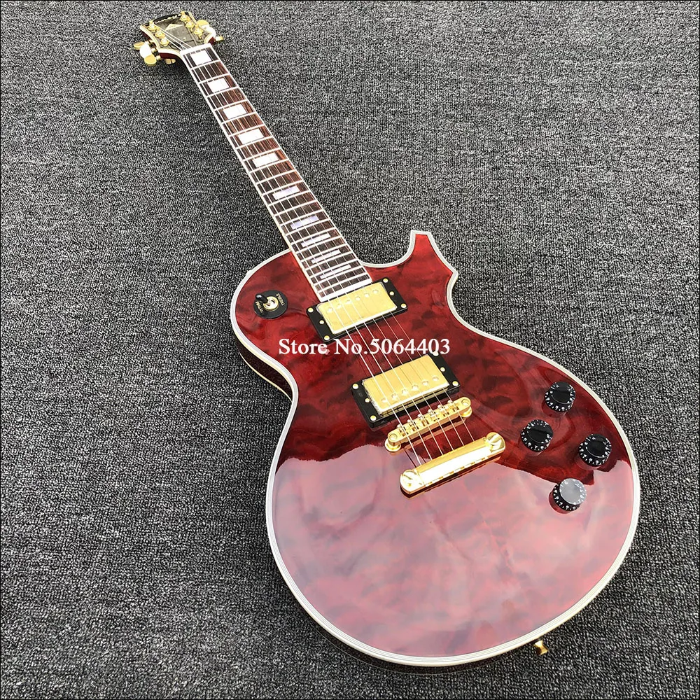Высокое качество L P3 электрогитара стеганая водная волна шпона розовое дерево