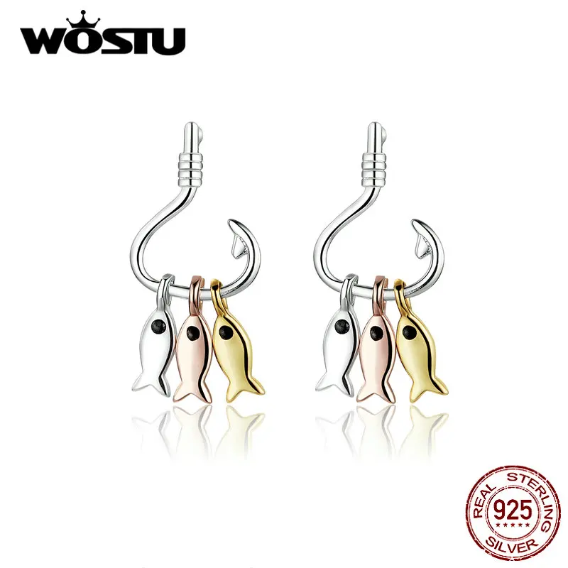 Женские серьги из серебра 100% пробы в виде рыб 3 цвета|Серьги-подвески| |