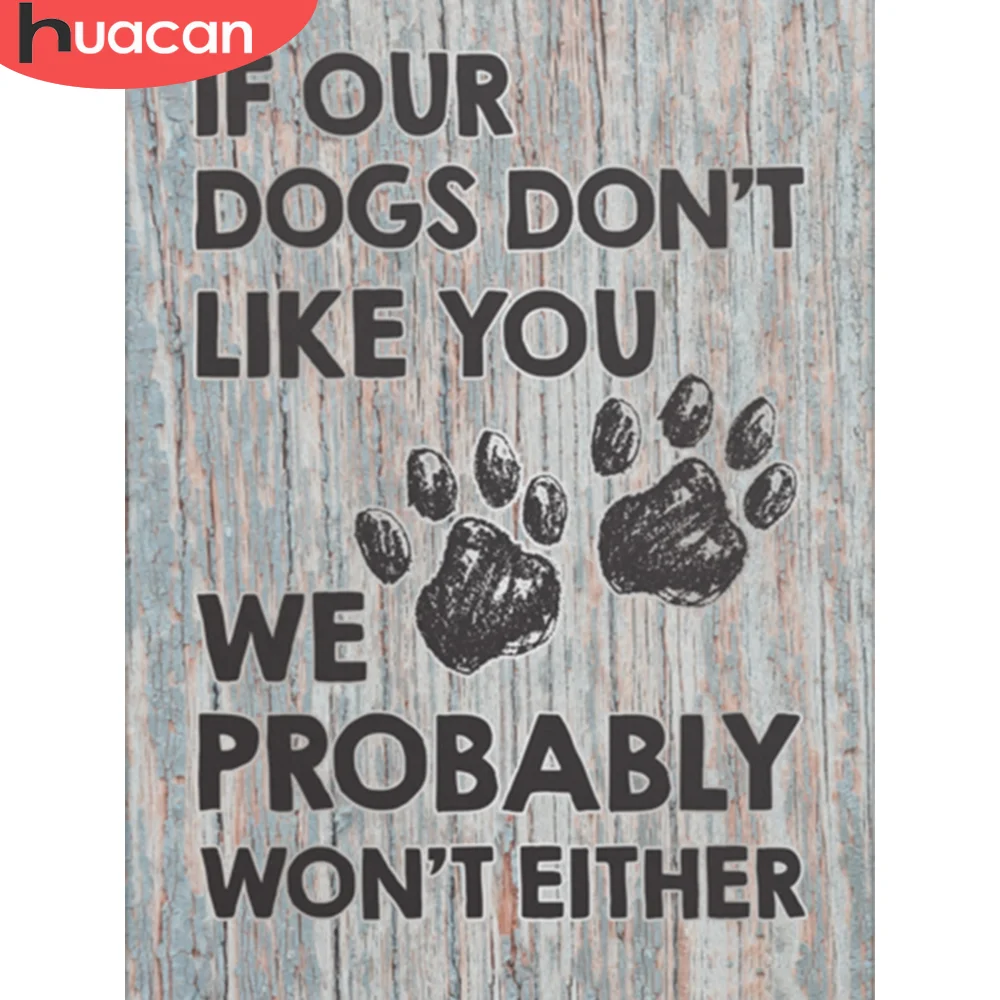 

Алмазная картина «сделай сам» HUACAN, картина Стразы с текстом, вышивка крестиком, Ландшафтная вышивка, украшение с собакой