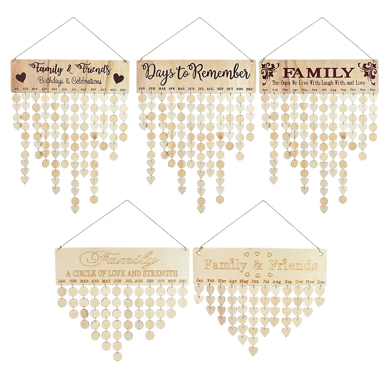 Деревянная доска для семьи и друзей календарь на день рождения ветряные