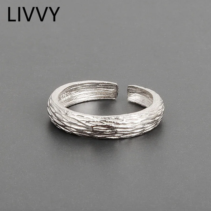 

LIVVY Silver Color simple Geometry Irregular Concave-Convex Surface Rings for Women Fashion Jewelry Party Gift