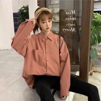 2021 new korean style preppy style long sleeved shirt womens design sense niche students loose mid length coat women tops