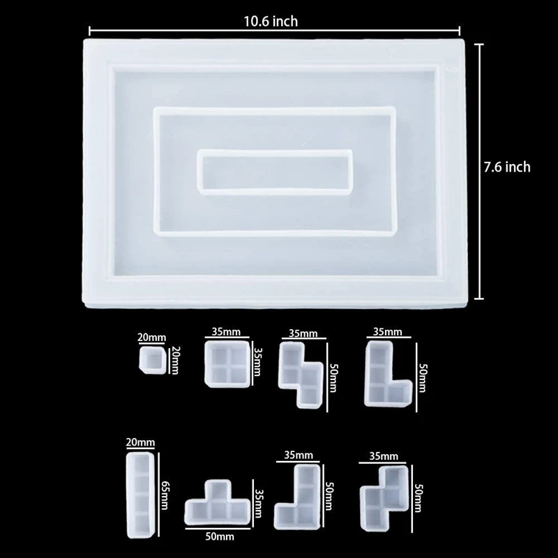

Silicone Mold, Large Rectangle Creative Mirror Handmade Epoxy Coaster Mold ,DIY Crafting,Puzzle Tetris Silicone Mold