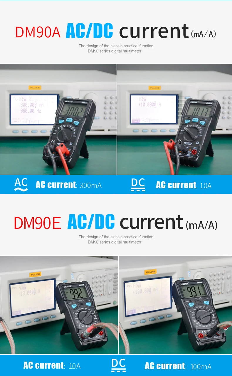 MESTEK Цифровой мультиметр DM90A/E/S NCV 6000 отсчетов Автоматический диапазон AC/DC измеритель напряжения вспышка светильник задний Светильник Универсальный мультитестер