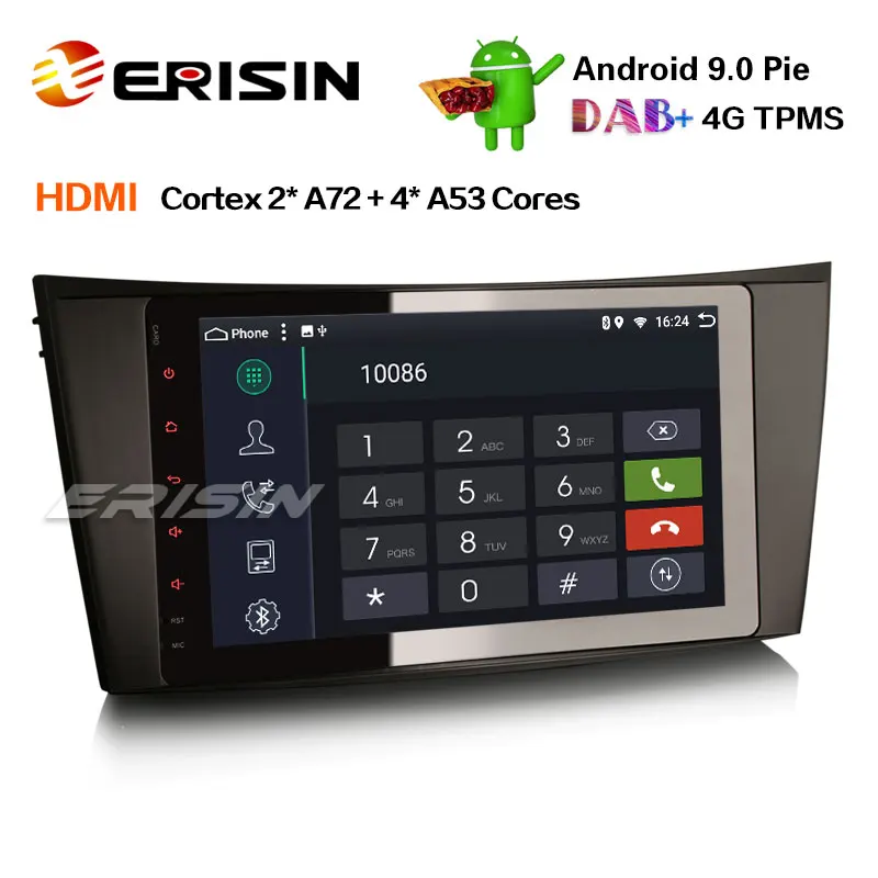 Erisin ES6281E 8 &quotAndroid 9 0 автомобильное радио стерео DAB + GPS OBD2 SatNav для Mercedes Benz E/CLS/G Class W211 |