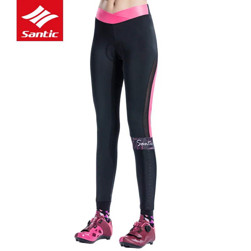 Santic длинные женские велосипедные штаны дышащие 4D мягкие Pro MTB дорожный велосипед