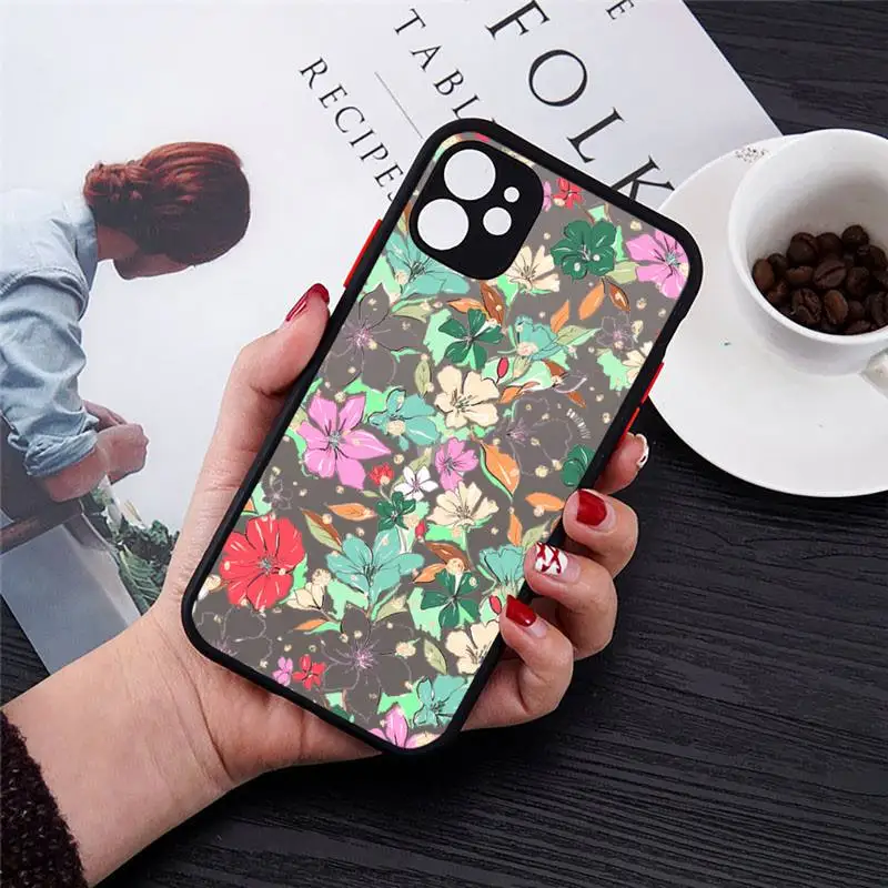 

Luxury 3D Relief Flower C Phone Case matte transparent For iphone 7 8 11 12 plus mini x xs xr pro max cover