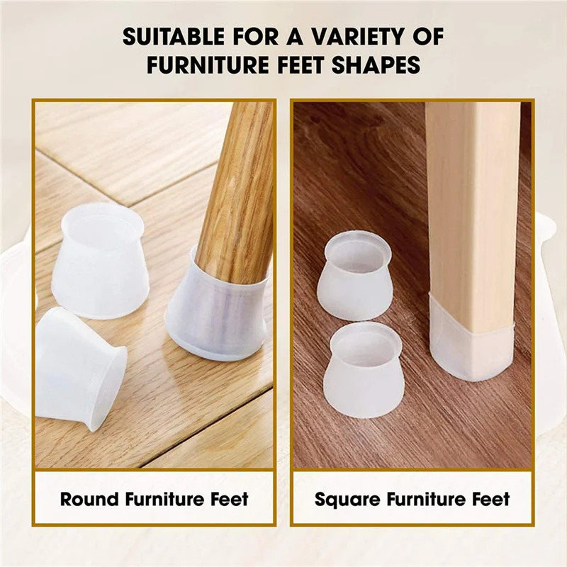 

White Round Silicone Chair Leg Caps Non-slip Table Foot Dust Cover Socks Floor Protector Pads Pipe Plug Furniture Leveling Feet