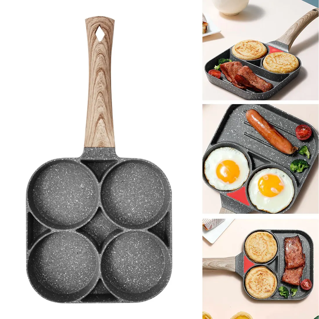 

Четырехотверстная сковорода для омлета жарки кастрюля утолщенной с антипригарным покрытием Яйцо Блин Стейк Пан Пособия по кулинарии яйцо ...
