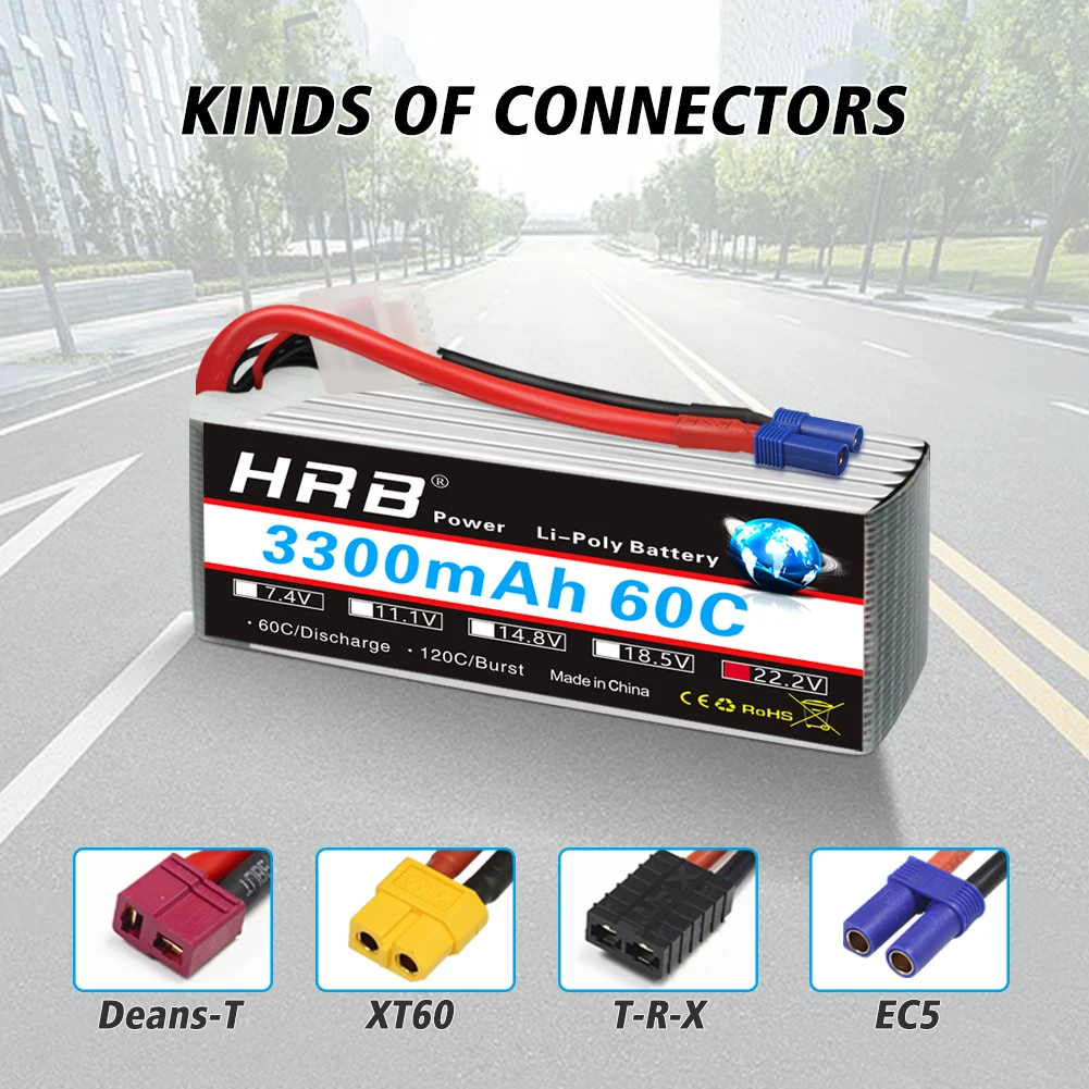 HRB 6s Lipo Battery 22.2V 3300mAh 60C Drone For RC helicopter SAB Trex 500X 600E GAUI ElyQ Airplane Car Monster | Игрушки и хобби